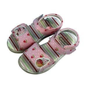 World of Strawberry Shortcake Girls Toddler Sandals Size 5 Pink Stripe Character